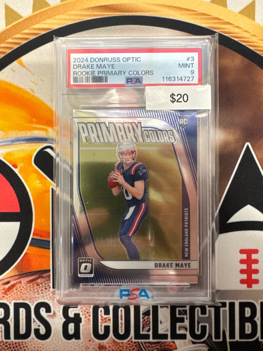 2024 Panini Donruss Optic NFL Drake Maye Rookie Primary Colors PSA 9