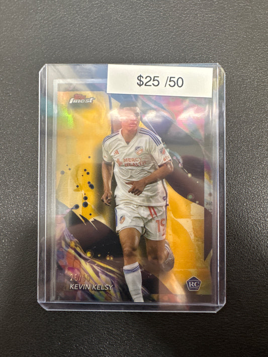 2024 Topps Finest MLS Kevin Kelsy Rookie Gold Refractor Uncommon /50