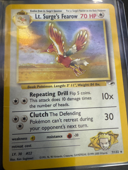 Pokemon Lt. Surge’s Fearow Gym Heroes Holo 7/132 DM