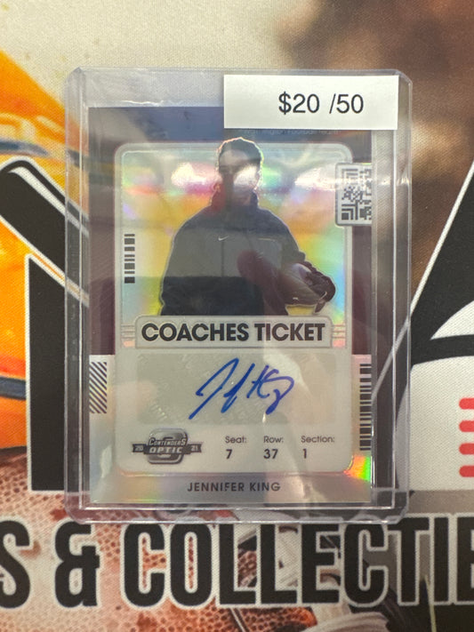 2021 Panini Contenders Optic NFL Jennifer King Coaches Ticket Autograph /50