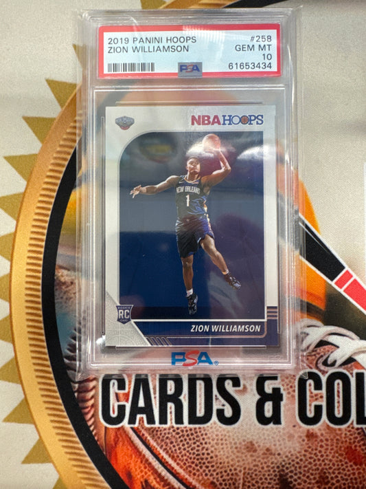 2019 Panini Hoops NBA Zion Williamson Rookie PSA 10