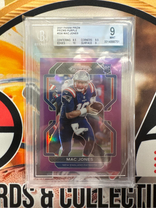 2021 Panini Prizm NFL Mac Jones Rookie Purple Prizm /125 BGS 9