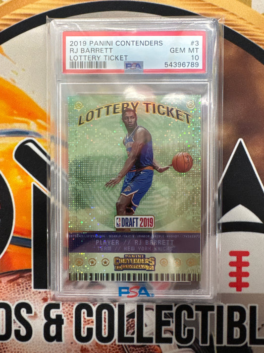 2019 Panini Contenders NBA RJ Barrett Rookie Lottery Ticket PSA 10