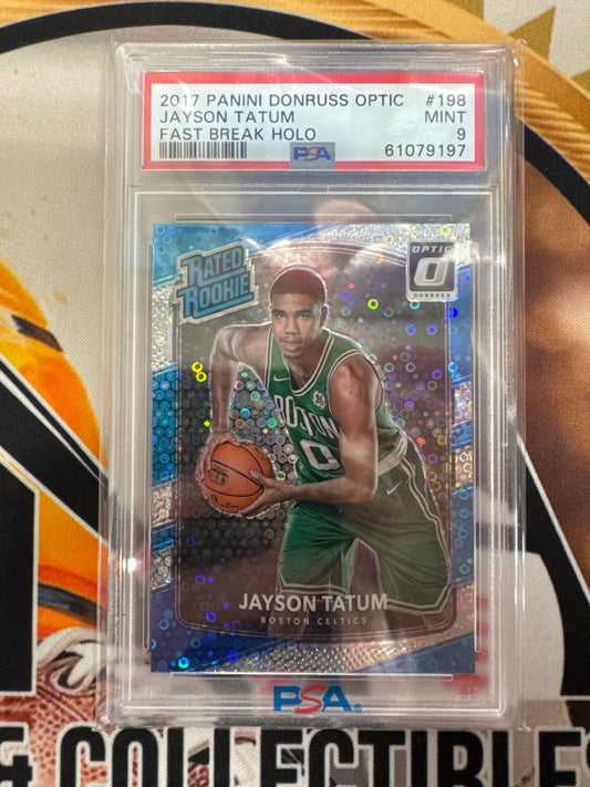 2017 Panini Donruss Optic NBA Jayson Tatum Fast Break Holo Rated Rookie PSA 9
