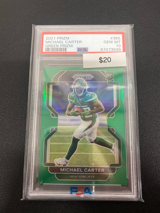 2021 Panini Prizm Michael Carter Green Prizm Rookie PSA 10