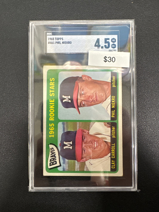 1965 Topps 1965 Rookie Stars Phil Niekro & Clay Carroll SGC 4.5
