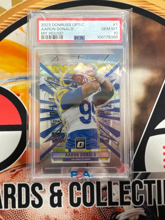 2023 Panini Donruss Optic MFL Aaron Donald My House! PSA 10