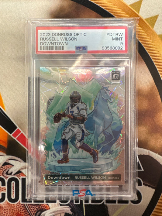 2022 Panini Donruss Optic NFL Russell Wilson Downtown PSA 9