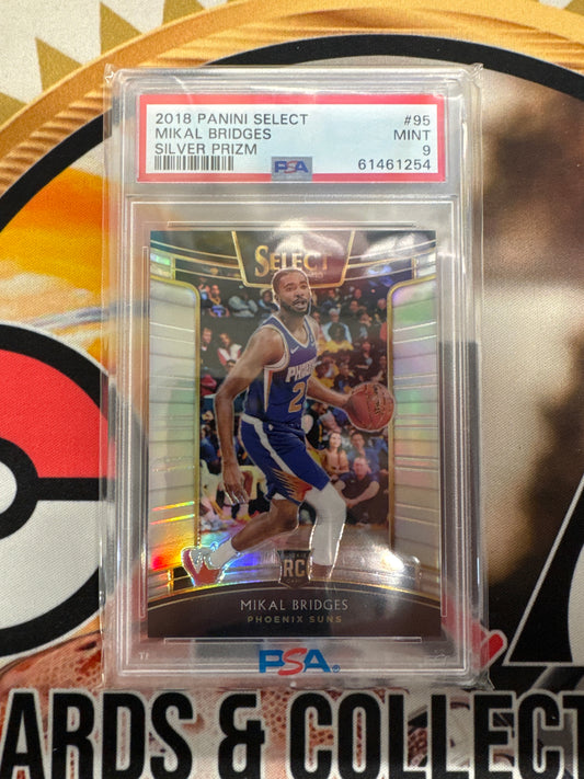 2018 Panini Select NBA Mikal Bridges Rookie Silver Prizm PSA 9