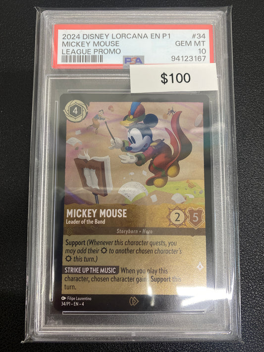 Disney Lorcana P1 League Promo Mickey Mouse PSA 10