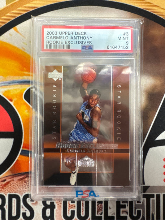 2003 Upper Deck NBA Carmelo Anthony Rookie Exclusives PSA 9