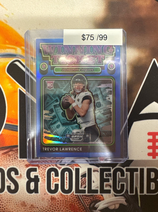 2021 Panini Contenders Optic NFL Trevor Lawrence Winning Ticket Rookie Blue /99