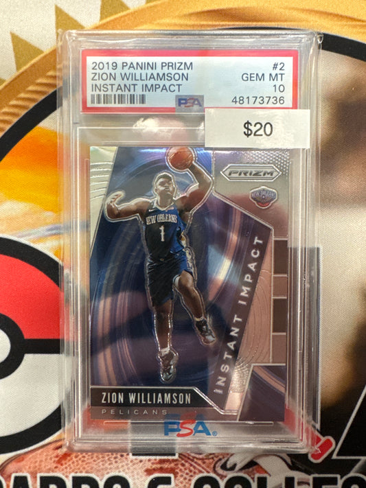2019 Panini Prizm NBA Zion Williamson Rookie Instant Impact PSA 10