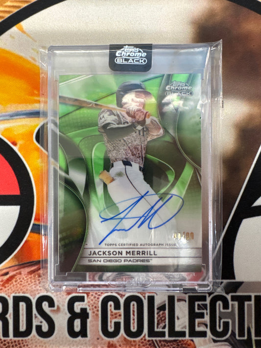 2025 Topps Chrome Black MLB Jackson Merrill Autograph Green Refractor /99