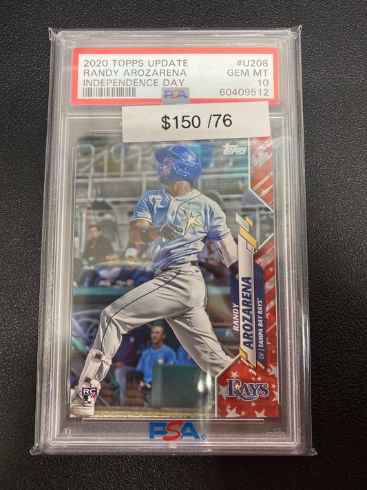 2020 Topps Update Randy Arozarena Rookie Independence Day /76 PSA 10