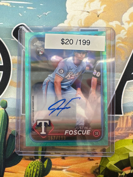 2024 Topps Chrome MLB Justin Foscue Rookie Teal Shimmer Autograph /199