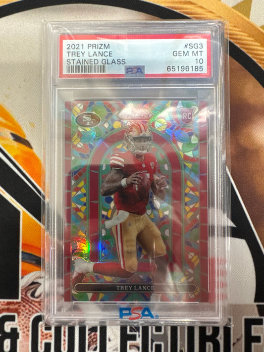 2021 Panini Prizm NFL Trey Lance Rookie Stained Glass PSA 10