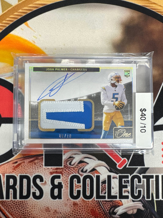 2021 Panini One Football Josh Palmer Rookie Patch Autograph Gold /10