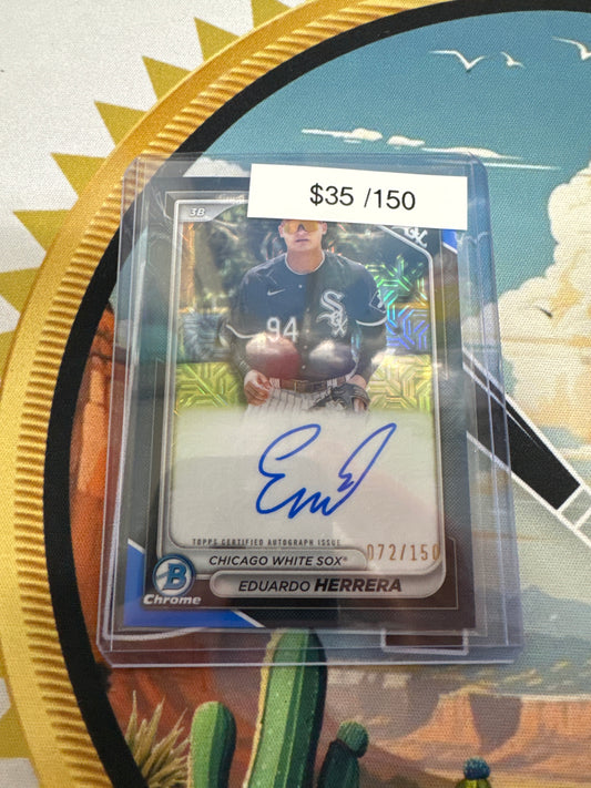 2024 Bowman Chrome Eduardo Herrera Mega Box Mojo Blue Autograph /150