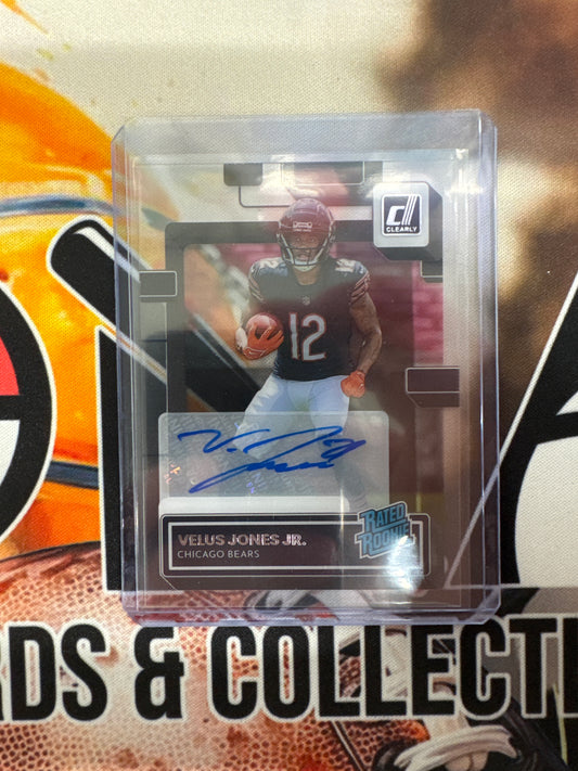 2022 Panini Donruss Clearly NFL Velus Jones Jr. Rated Rookie Autograph
