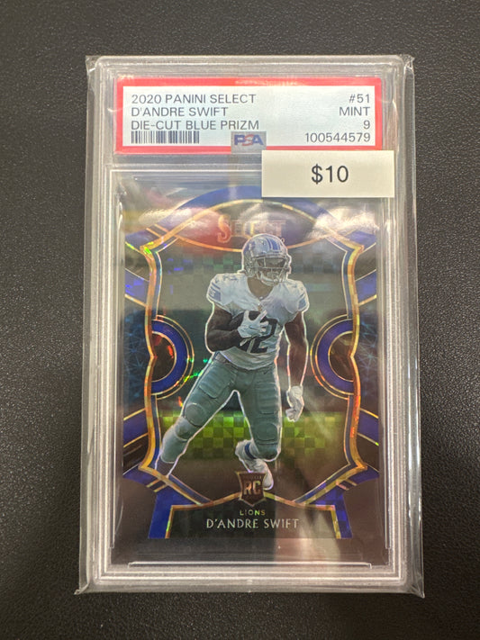 2020 Panini Select NFL D’Andre Swift Die-Cut Blue Prizm PSA 9