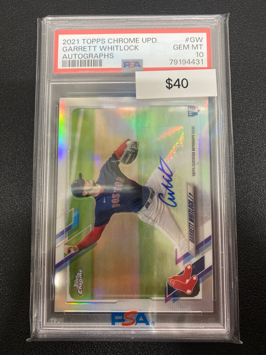 2021 Topps Chrome Update Series Garrett Whitlock Rookie Autograph PSA 10