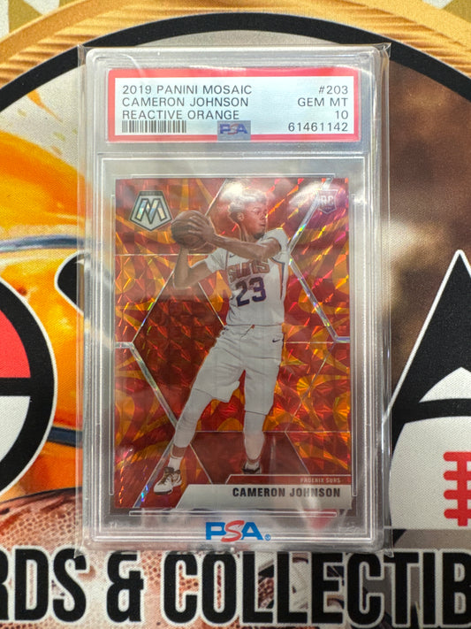 2019 Panini Mosaic NBA Cameron Johnson Rookie Reactive Orange PSA 10
