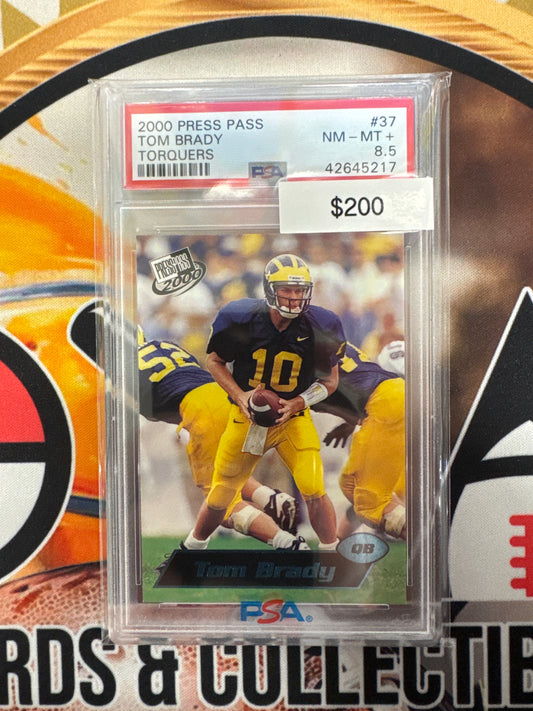 2000 Press Pass Tom Brady Rookie Torquers PSA 8.5