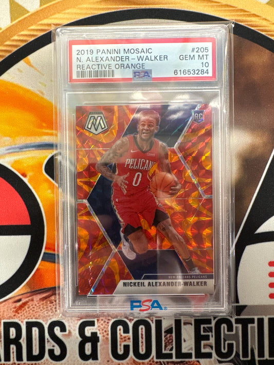 2019 Panini Mosaic NBA Nickeil Alexander-Walker Reactive Orange Rookie PSA 10