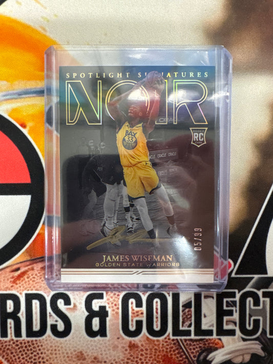 2020-21 Panini Noir NBA James Wiseman Rookie Spotlight Signatures Gold Ink /99