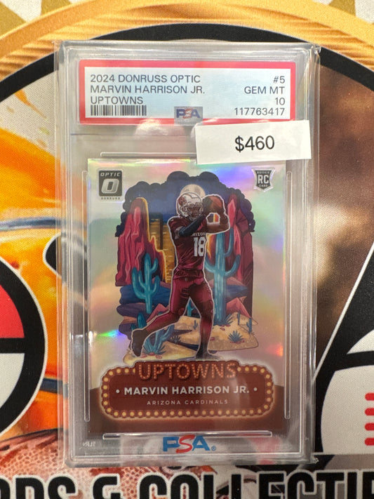 2024 Panini Donruss Optic NFL Marvin Harrison Jr. Rookie Uptowns PSA 10