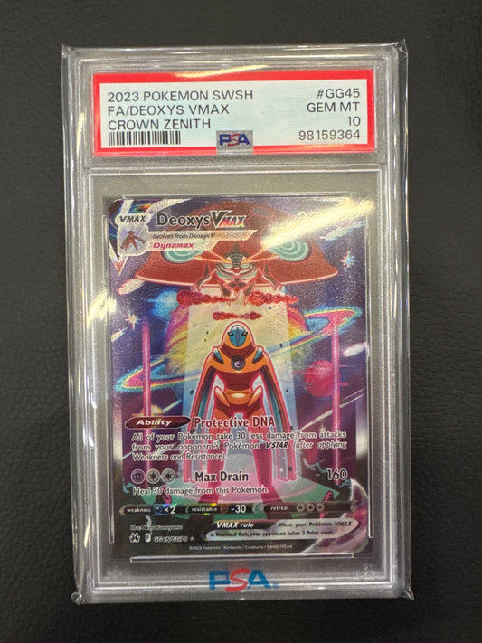 2023 Pokemon SWSH Full Art Deoxys Vmax Crown Zenith GG45/GG70 PSA 10