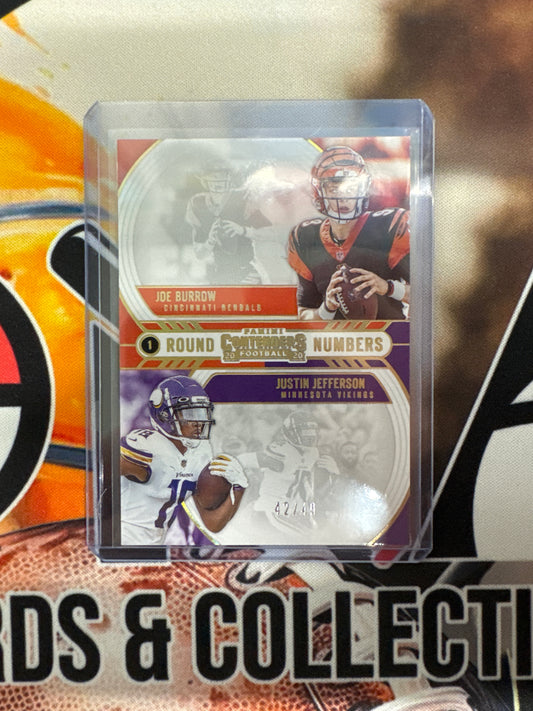 2020 Panini Contenders NFL Joe Burrow & Justin Jefferson Round Numbers Rookie /49