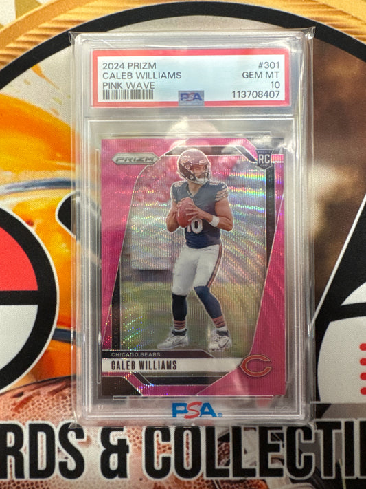 2024 Panini Prizm NFL Caleb Williams Rookie Pink Wave PSA 10