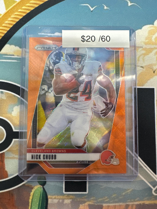 2024 Panini Prizm NFL Nick Chubb Orange Wave /60