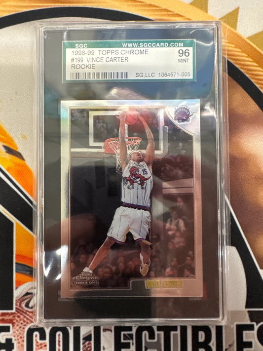 1998-99 Topps Chrome NBA Vince Carter Rookie SGC 96 Mint
