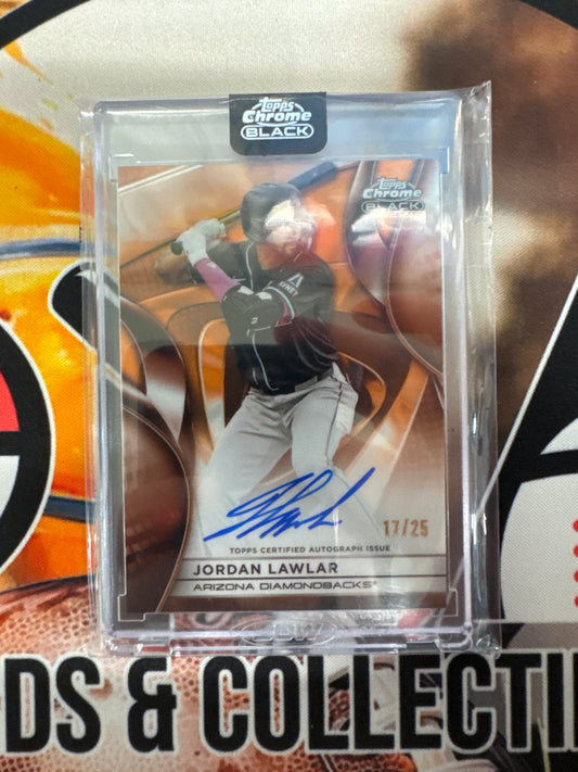 2025 Topps Chrome Black MLB Jordan Lawlar Orange Refractor Autograph /25