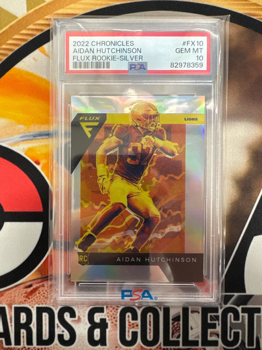 2022 Panini Chronicles Aidan Hutchinson Flux Rookie Silver PSA 10