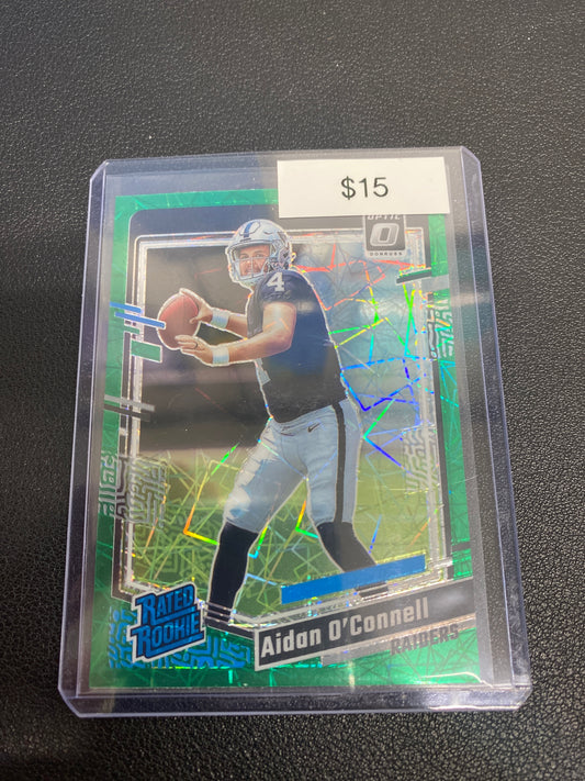 2023 Panini Donruss Optic Aidan O’Connell Green Velocity Rated Rookie