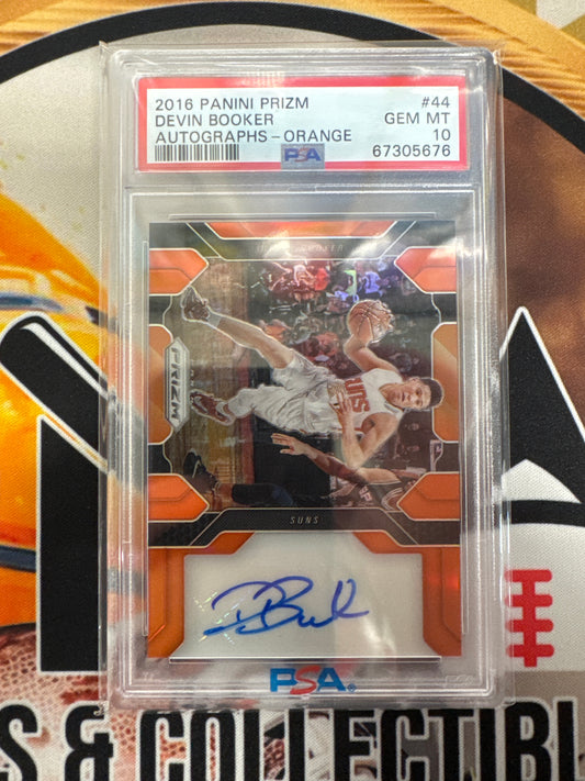 2016 Panini Prizm NBA Devin Booker Autograph Orange /25 PSA 10
