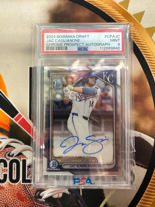 2024 Bowman Draft Jac Caglianone Chrome Prospect Autograph PSA 9