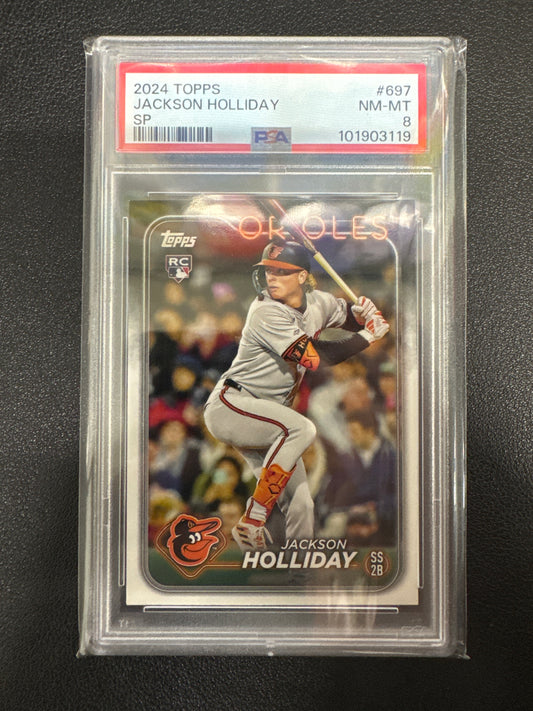 2024 Topps Series 2 Jackson Holliday Rookie Short Print PSA 8