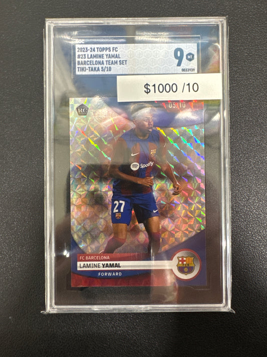 2023-24 Topps FC Barcelona Team Set Lamine Yamal Tiki-Taka /10 SGC 9