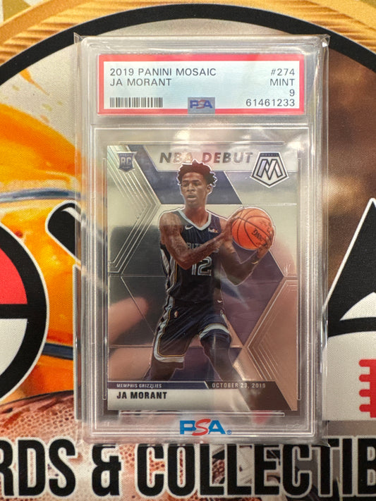 2019 Panini Mosaic NBA Ja Morant NBA Debut Rookie PSA 9