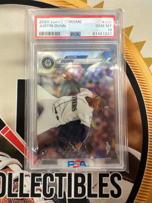 2020 Topps Chrome MLB Justin Dunn Rookie PSA 10