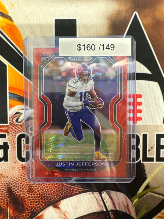 2020 Panini Prizm NFL Justin Jefferson Rookie Red Wave /149