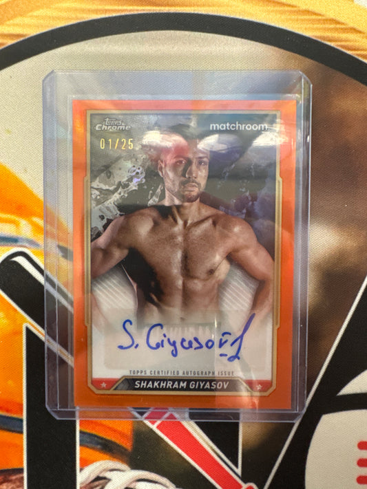 2024 Topps Chrome Boxing Shakhram Giyasov Orange Autograph /25