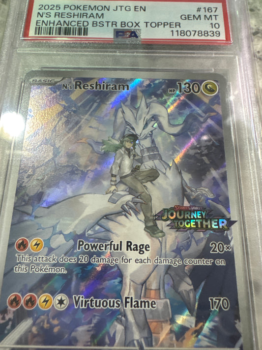 Pokemon N’s Reshiram 167/159 stamped promo PSA 10