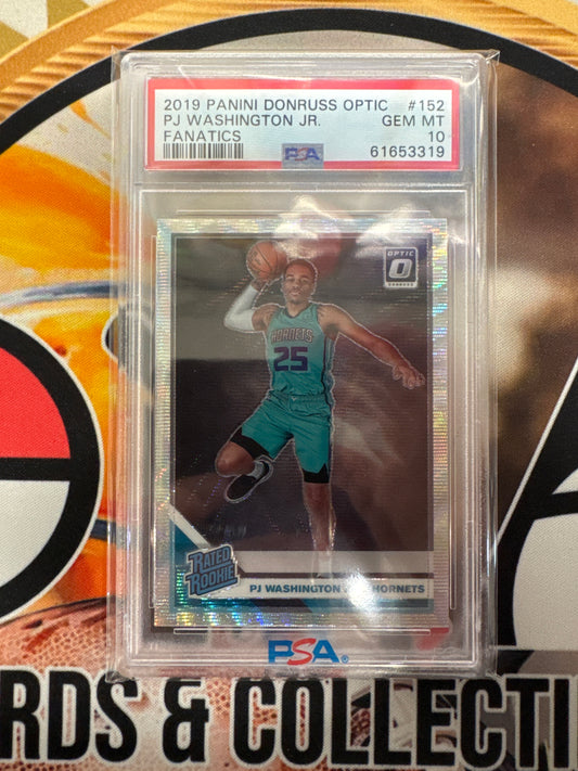 2019 Panini Donruss Optic NBA PJ Washington Jr. Rated Rookie Fanatics Refractor PSA 10