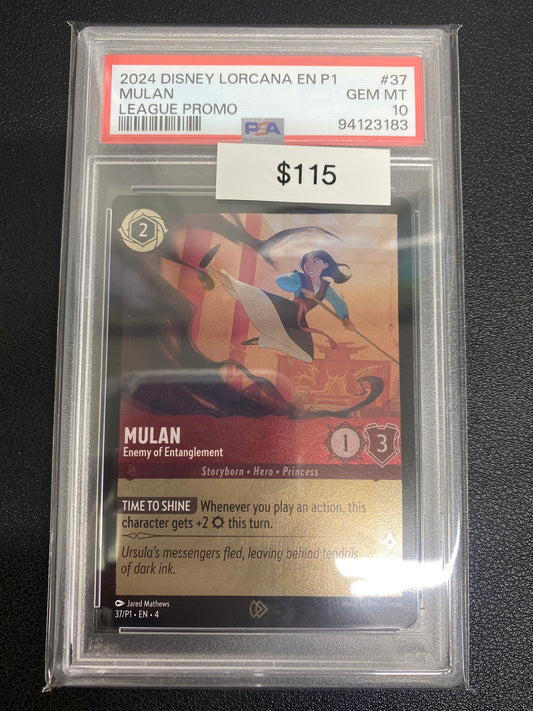 Disney Lorcana P1 League Promo Mulan PSA 10